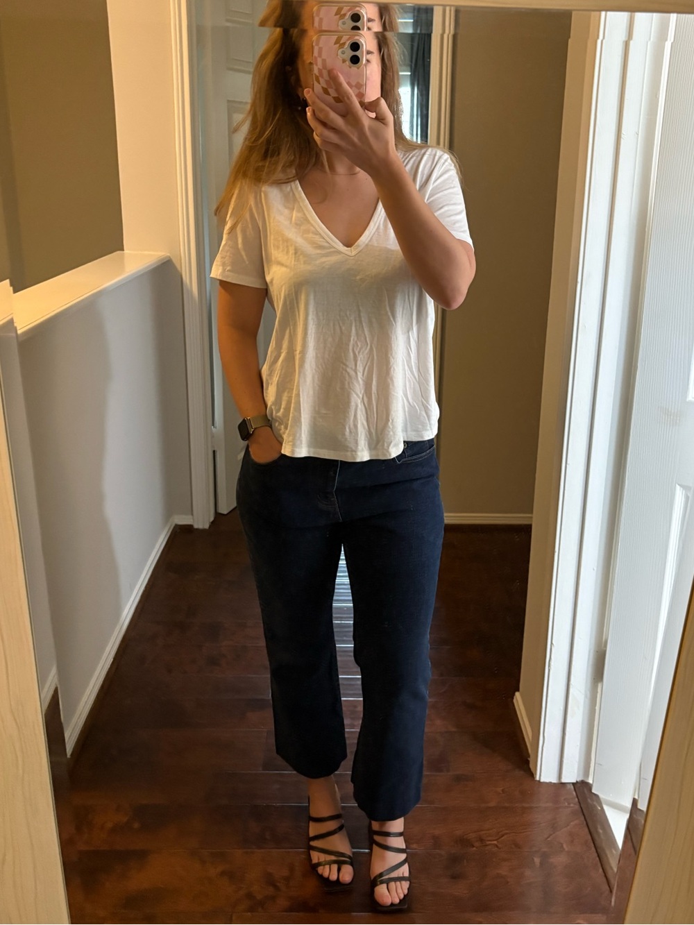 Veronica Beard White Pima Cotton V Neck Tee M Minimal Luxury Basic Top - Picture 1 of 6
